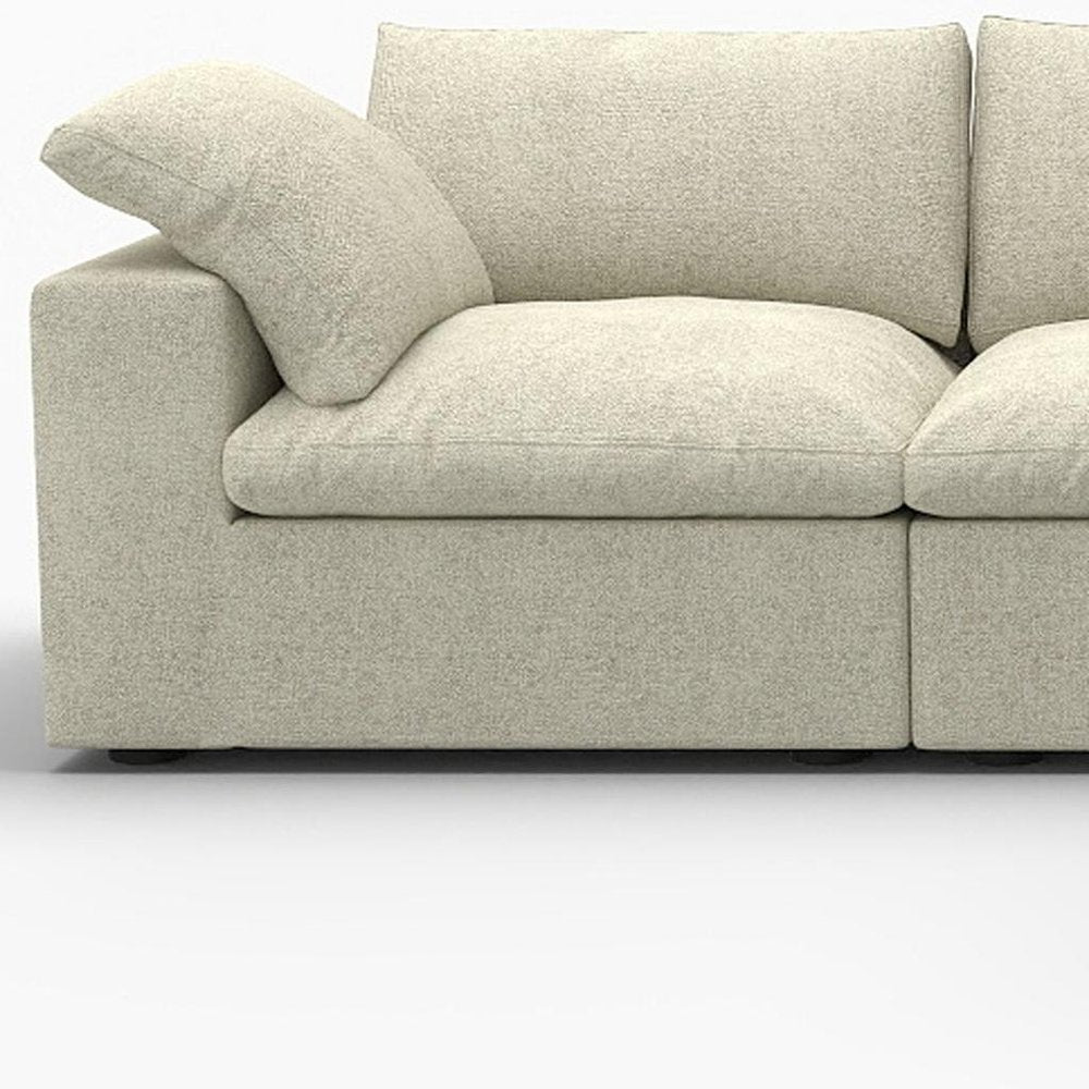 Khaki Linen Blend Modular L Shaped Four Piece Corner Sectional With Toss Pillows
