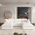 120" White Linen Blend Modular Universal Sofa With Ottoman And Storage