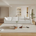 160" White Linen Blend Modular Sofa With Toss Pillows