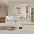 120" White Linen Blend Modular Sofa With Toss Pillows