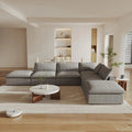 160" Light Gray Linen Blend Modular Armless Sofa With Ottomans And Storage