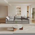 120" Light Gray Linen Blend Modular Sofa With Toss Pillows