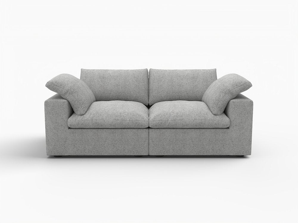80" Light Gray and Black Linen Blend Modular Loveseat