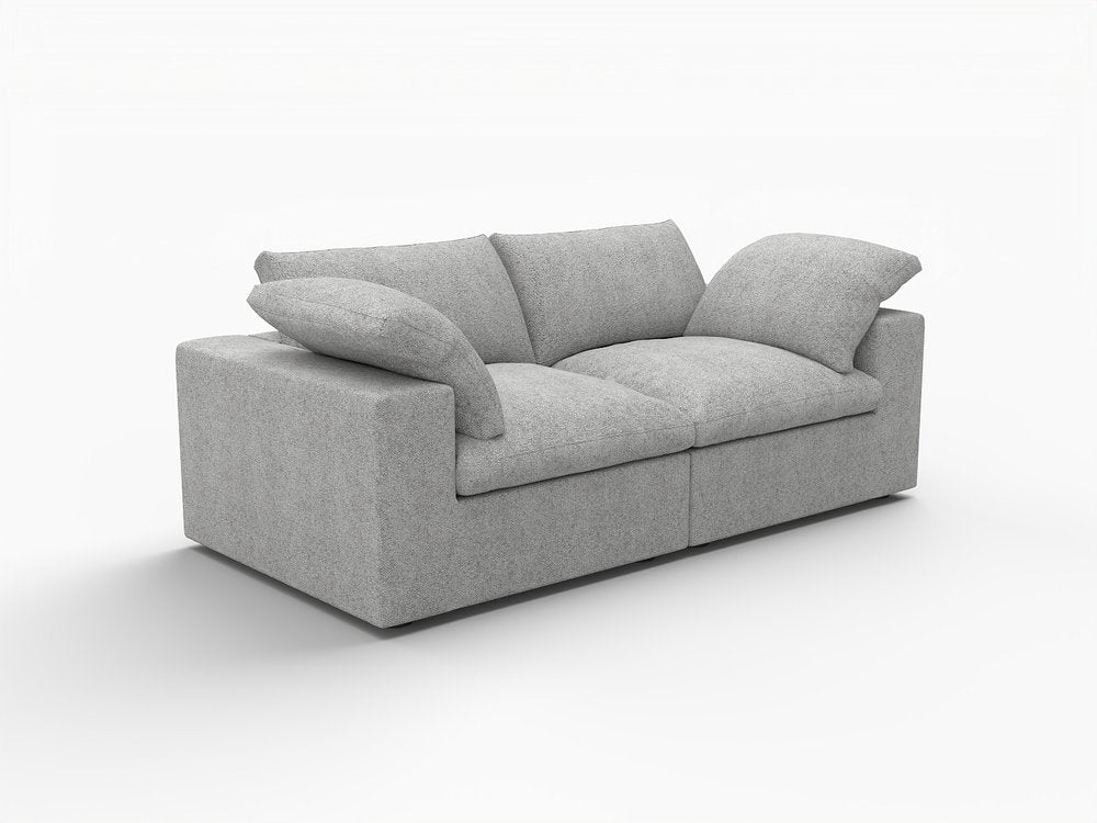 80" Light Gray and Black Linen Blend Modular Loveseat