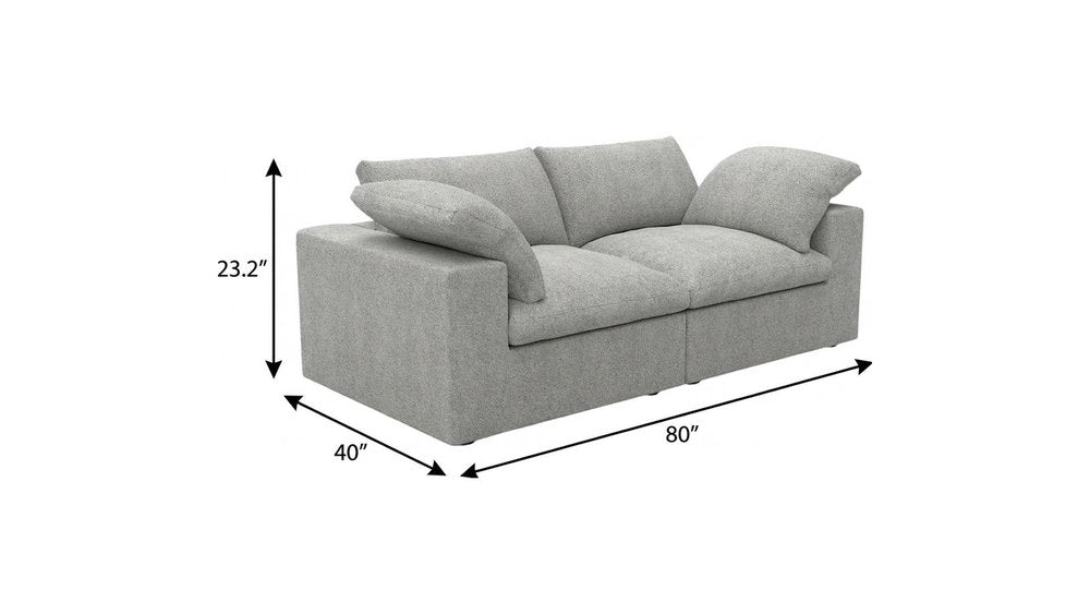 80" Light Gray and Black Linen Blend Modular Loveseat