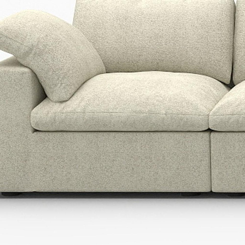 160" Khaki Linen Blend Modular Sofa With Ottoman And Toss Pillows