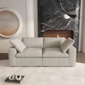 80" Khaki Linen Blend Modular Loveseat