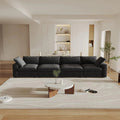 160" Black Linen Blend Modular Sofa With Toss Pillows