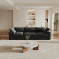 120" Black Linen Blend Modular Sofa With Toss Pillows