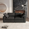 80" Black Linen Blend Modular Loveseat