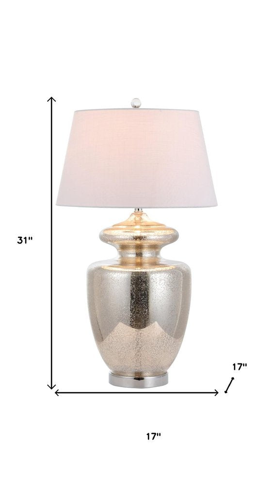 31" Silver Novelty Table Lamp With Drum Shade