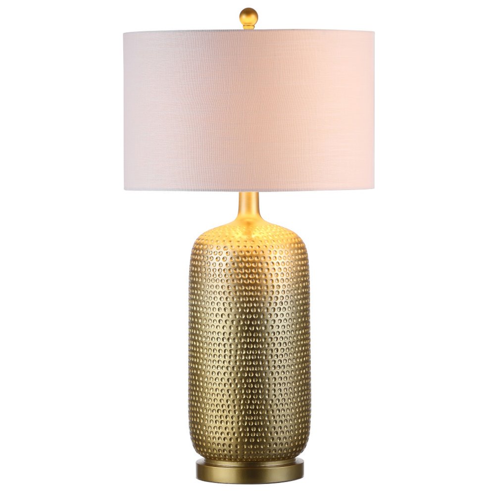 30" Gold Round Table Lamp With Drum Shade