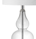 21" Silver Gourd Bedside Lamp With Drum Shade