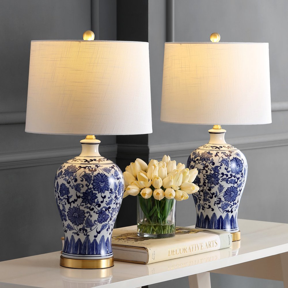Set of Two 26" Gold Novelty Table Lamps With Globe Shades
