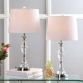 Set of Two 26" Clear And Silver Novelty Table Lamps With Drum Shades