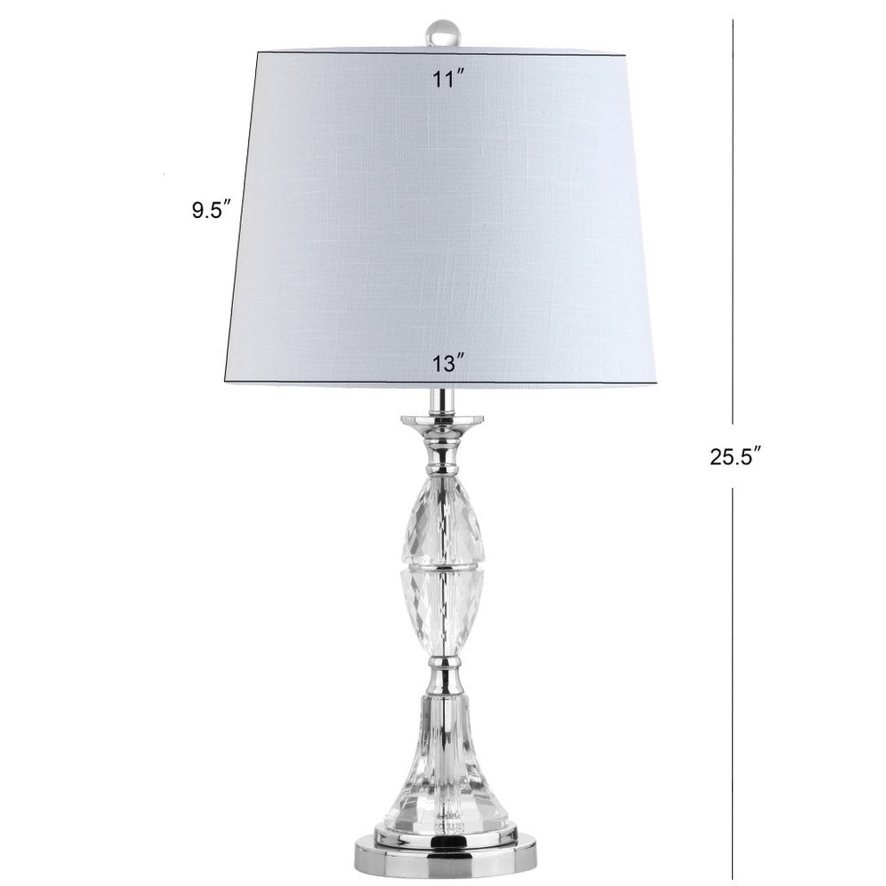 Set of Two 26" Clear And Silver Novelty Table Lamps With Drum Shades