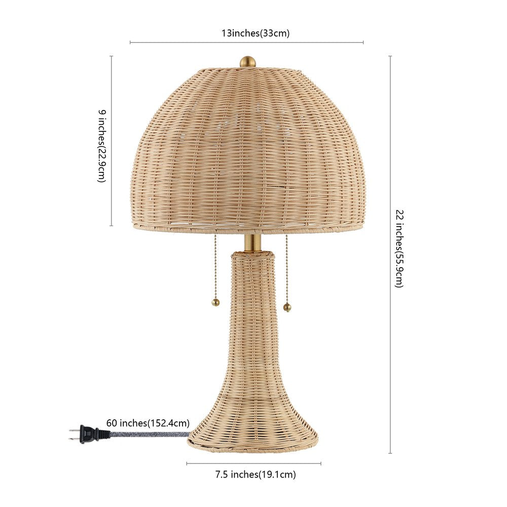22" Light Brown Table Lamp With Globe Shade