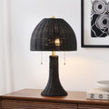 22" Black Round Bedside Lamp With Dome Shade
