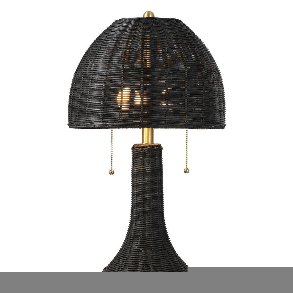 22" Black Round Bedside Lamp With Dome Shade