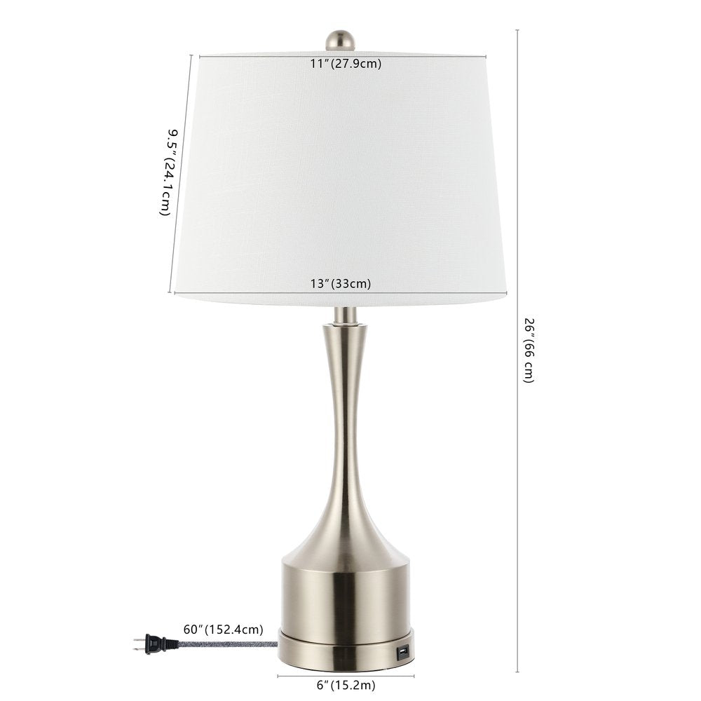 Set of Two 26" Nickel Novelty Table Lamps With Empire Shades