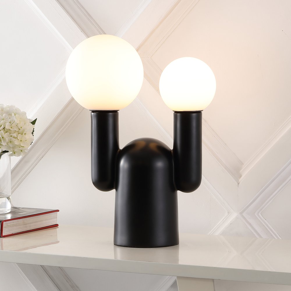 19" Black Two Light Novelty Globe Lamp
