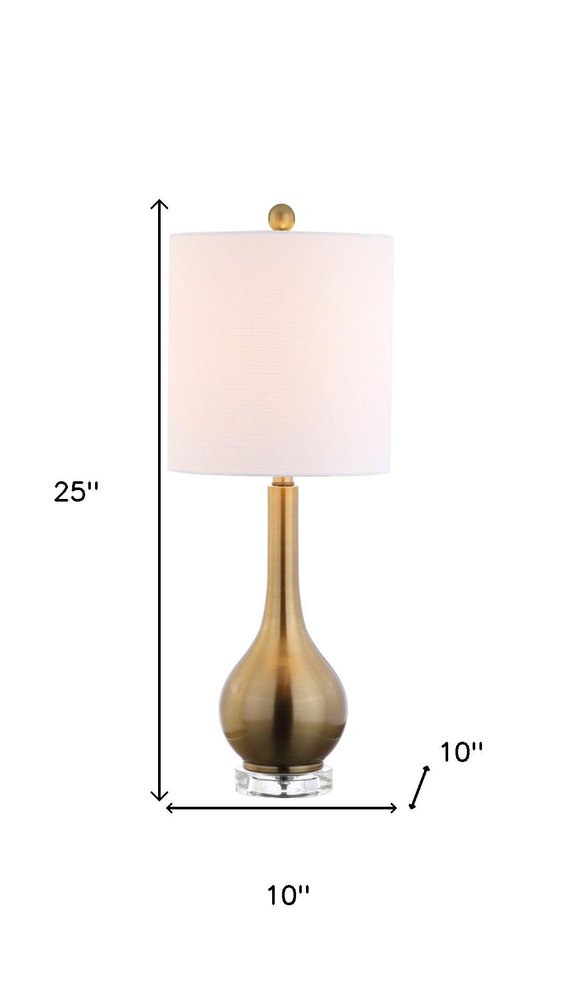 25" Clear Gourd Table Lamp LED With Drum Shade