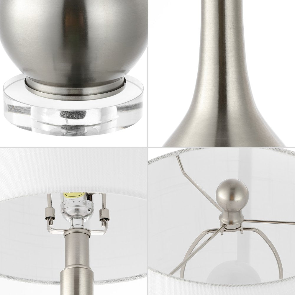 Set of Two 25" Clear Gourd Table Lamps With Drum Shades