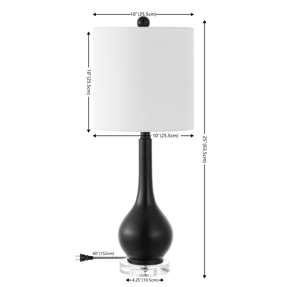 Set of Two 25" Clear Gourd Table Lamps With Drum Shades