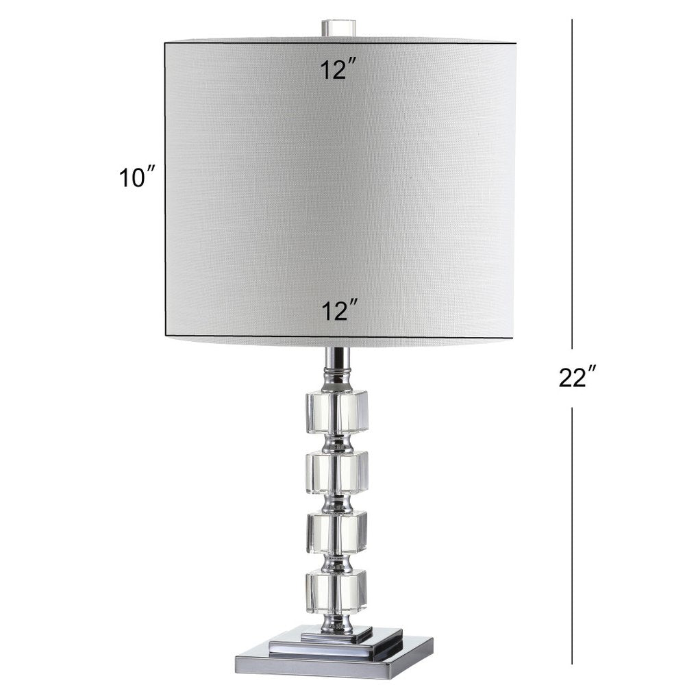 Set of Two 22" Clear And Silver Bedside Lamps With Drum Shades