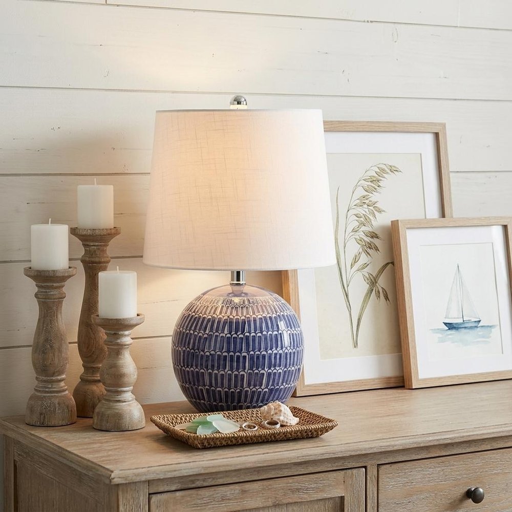 21" Clear Novelty Table Lamp LED With Drum Shade