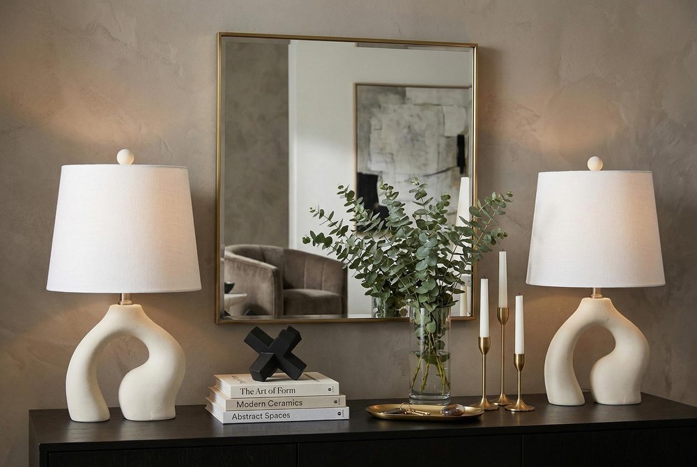 Set of Two 19" Clear Novelty Table Lamps LED With Empire Shades