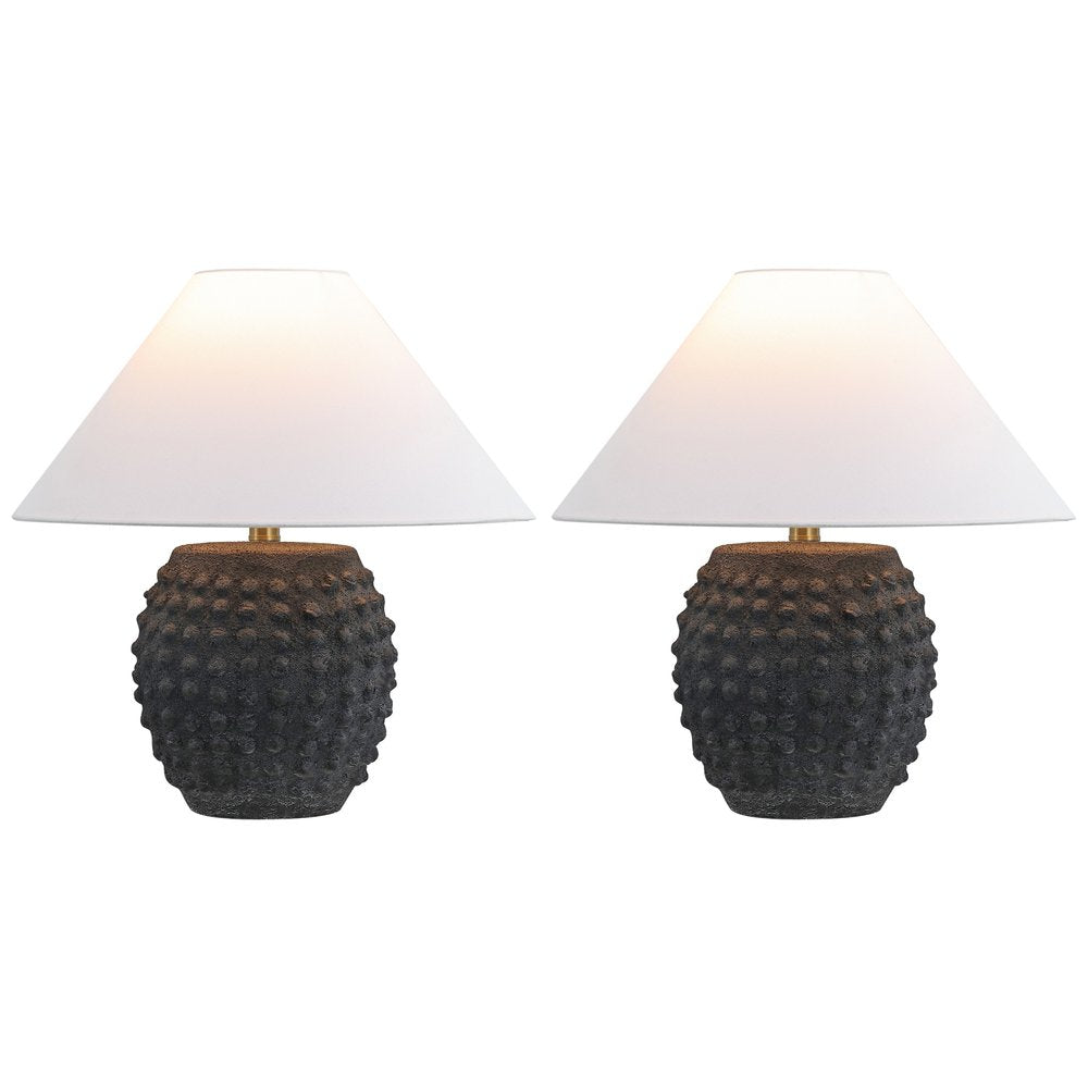 Set of Two 18" Clear Novelty Table Lamps With Empire Shades