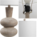 24" Brown Gourd Table Lamp With Drum Shade