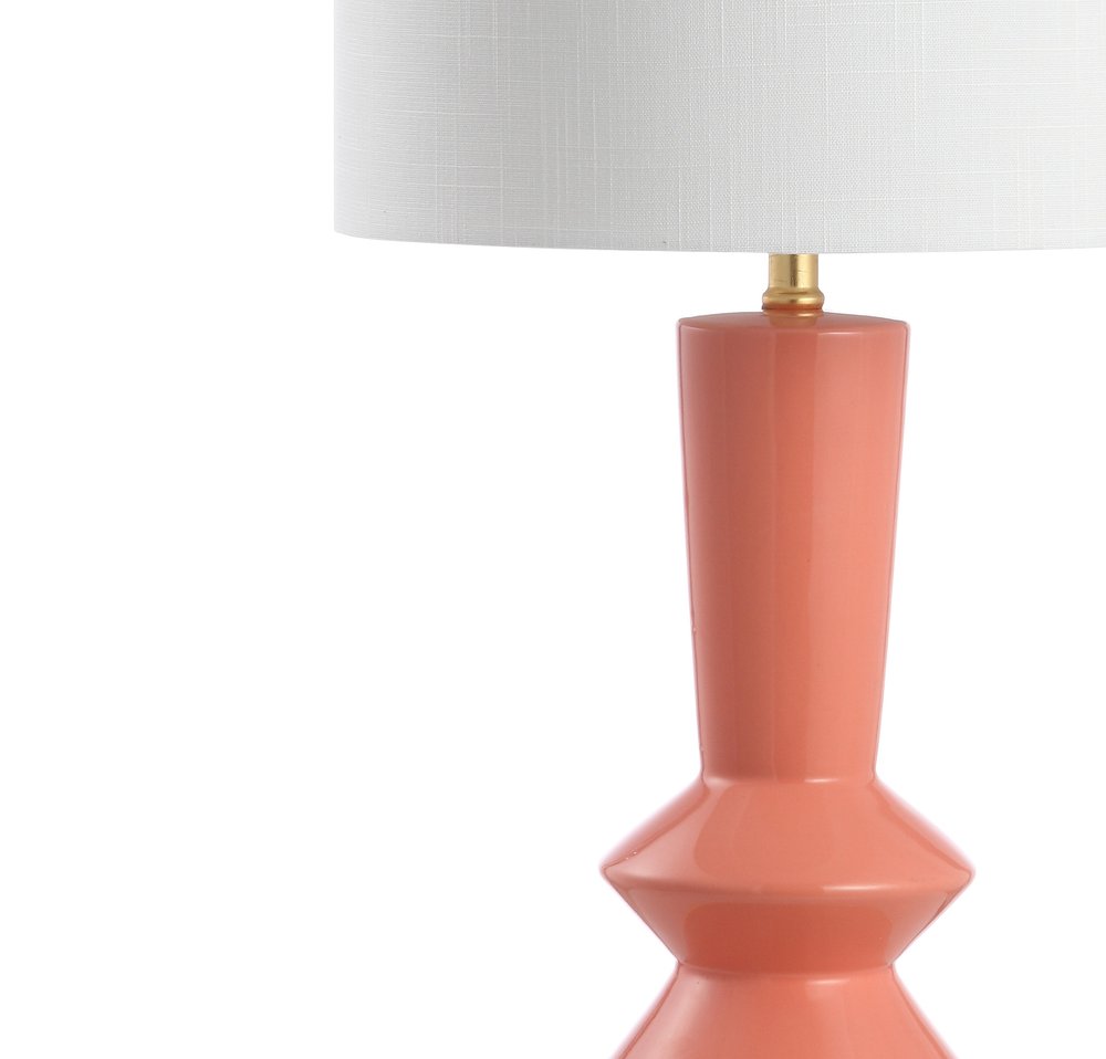 27" Gold Geometric Table Lamp LED With Drum Shade