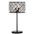 23" Antiqued Bronze Geometric Table Lamp With Drum Shade