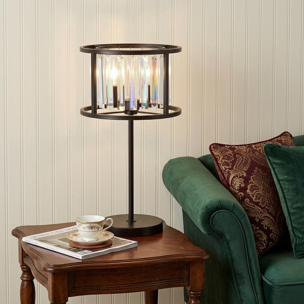 22" Antiqued Bronze Novelty Table Lamp LED With Globe Shade