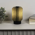9" Black Geometric Bedside Lamp With Cylinder Shade
