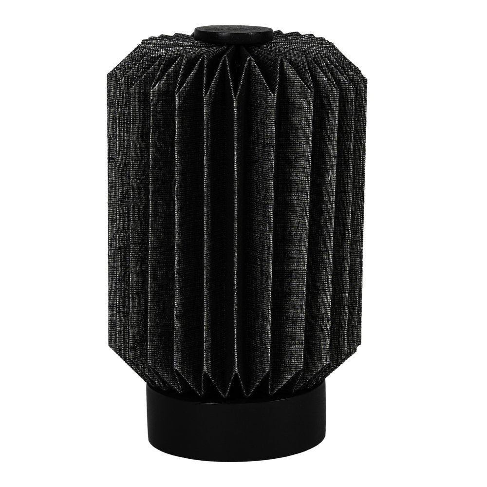 9" Black Geometric Bedside Lamp With Cylinder Shade