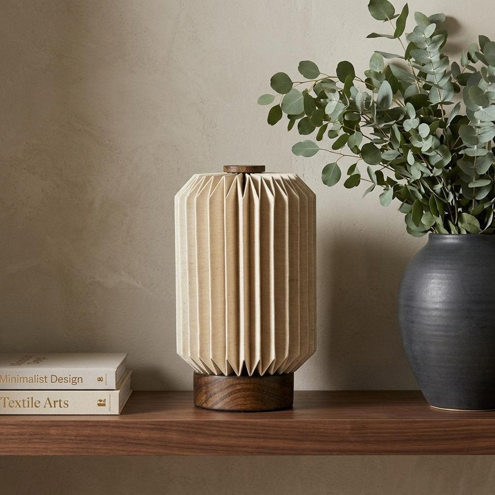 9" Natural Geometric Table Lamp LED With Cylinder Shade