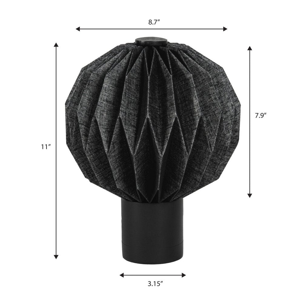 11" Black Geometric Table Lamp LED With Globe Shade