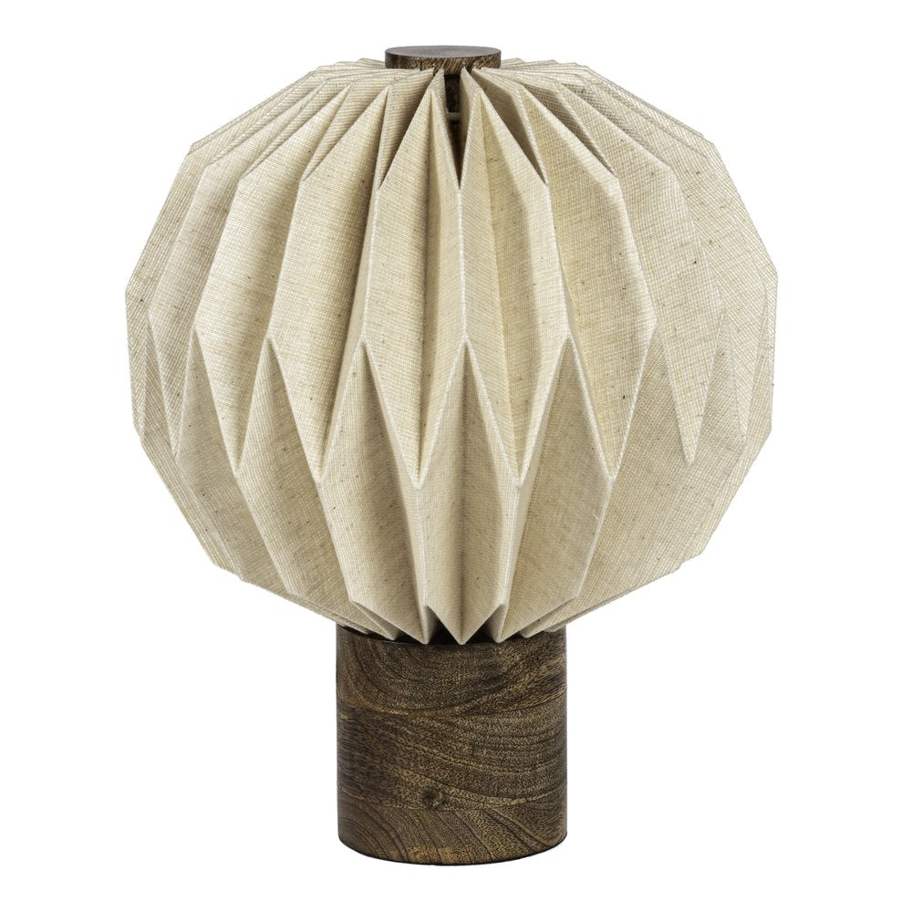 11" Natural Geometric Bedside Lamp With Globe Shade