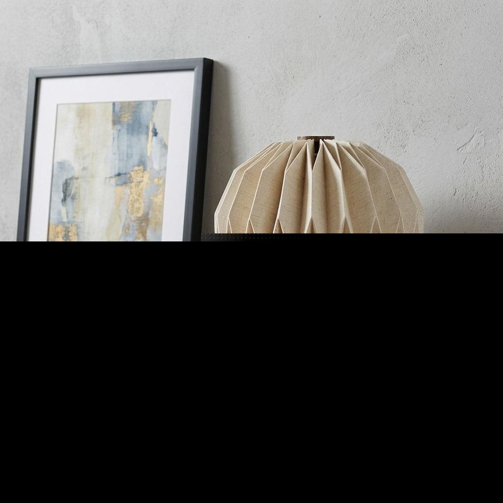 11" Natural Geometric Bedside Lamp With Globe Shade