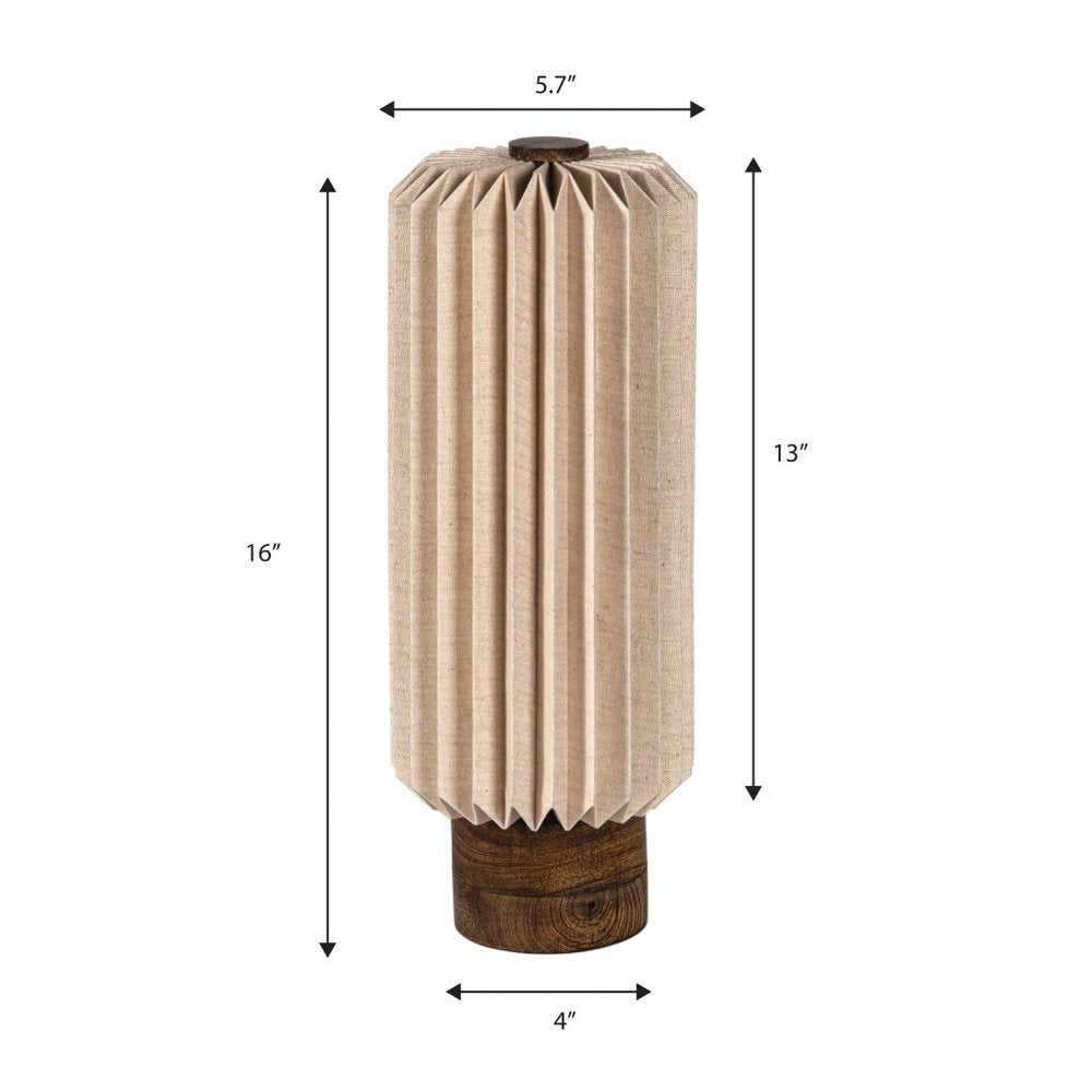 16" Natural Geometric Bedside Lamp With Cylinder Shade