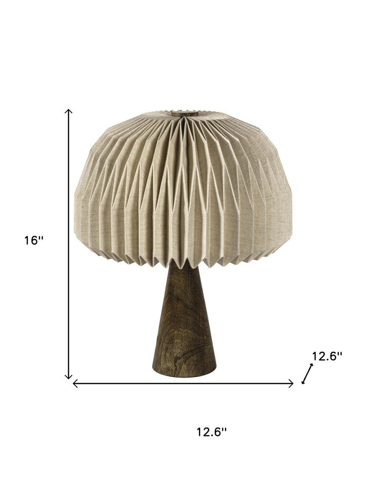 16" Natural Geometric Table Lamp LED With Dome Shade