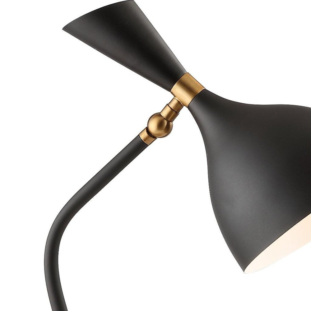 22" Black Table Lamp LED With Bell Shade