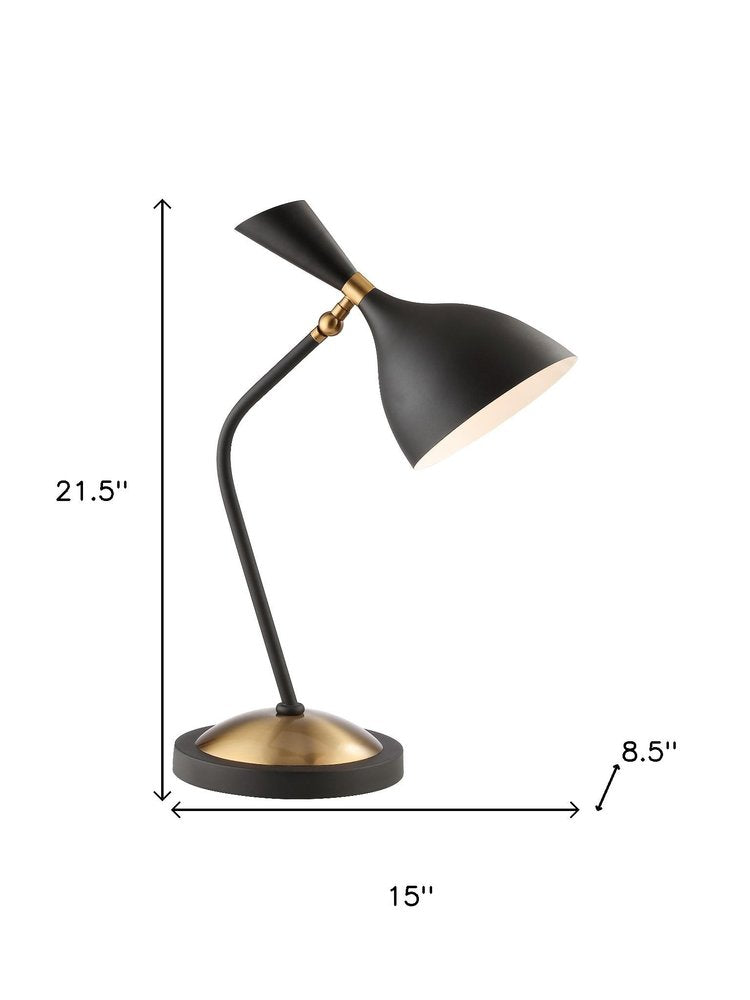 22" Black Table Lamp LED With Bell Shade