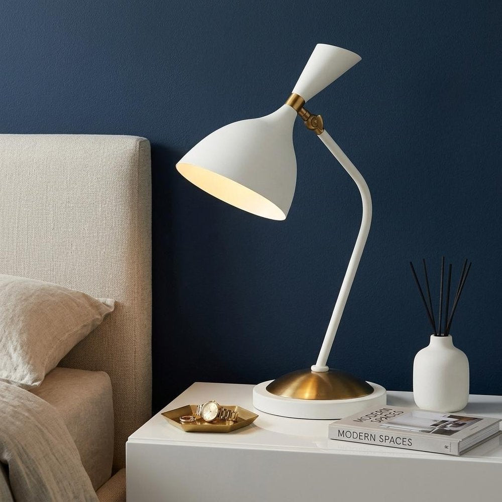22" White Table Lamp LED With Bell Shade