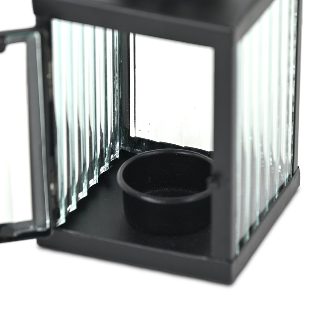 7" Black Metal Tabletop Lantern Candle Holder