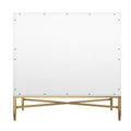 32" White and Gold Wood Accent Cabinet With Two Doors
