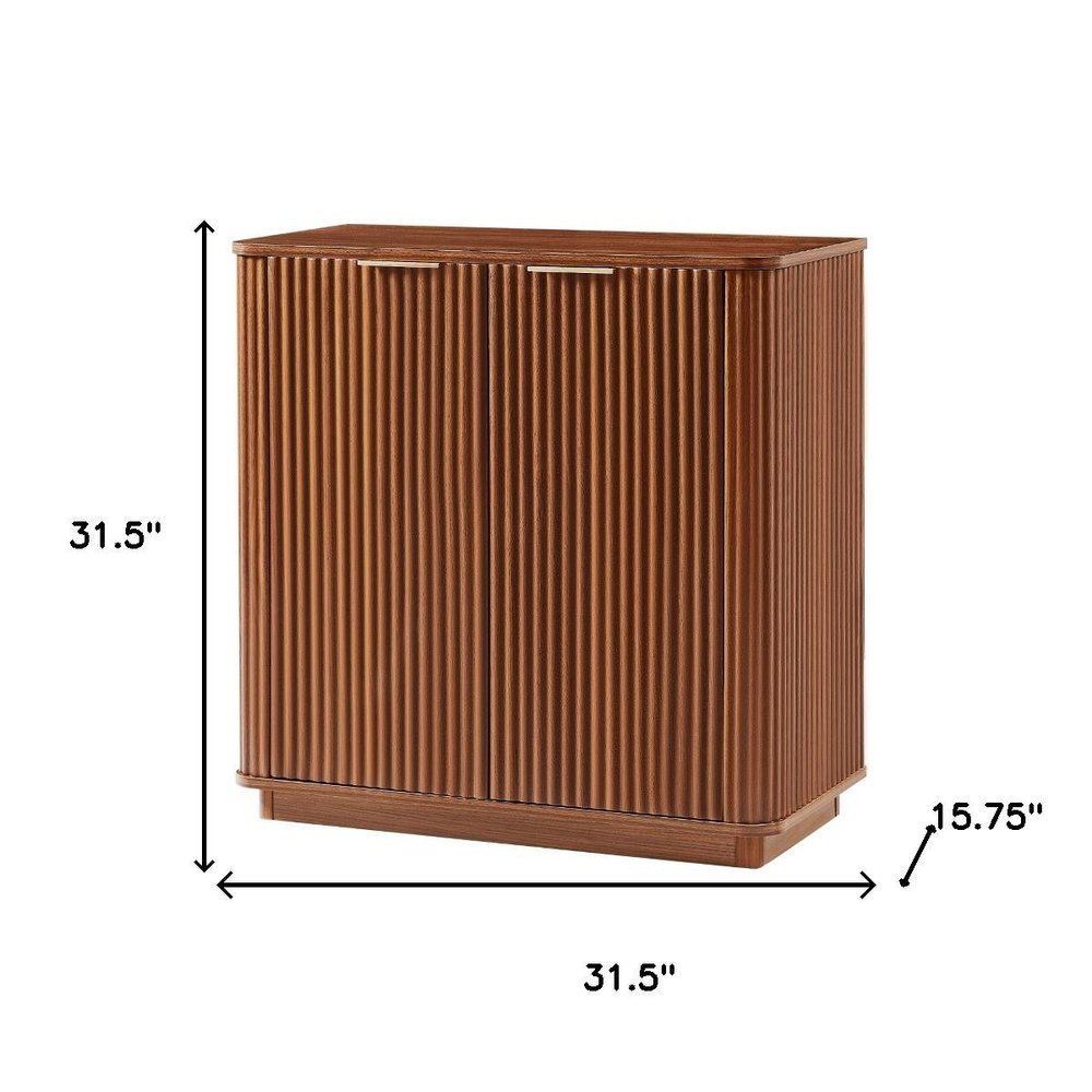 32" Brown Wood Accent Cabinet With Two Doors